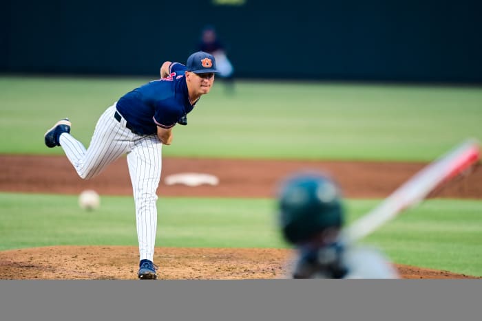 Trace Bright gets the win for Auburn baseball in the first game of the Auburn regional.